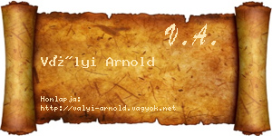 Vályi Arnold névjegykártya
