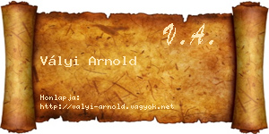 Vályi Arnold névjegykártya